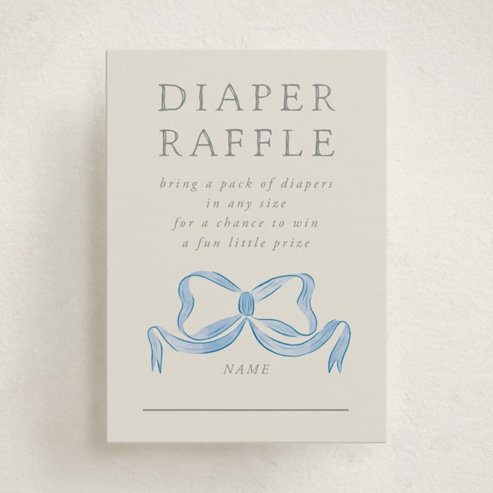 "Vintage Bow" - Baby Shower Mini Insert Cards in Baby Blues by Lehan Veenker - Front