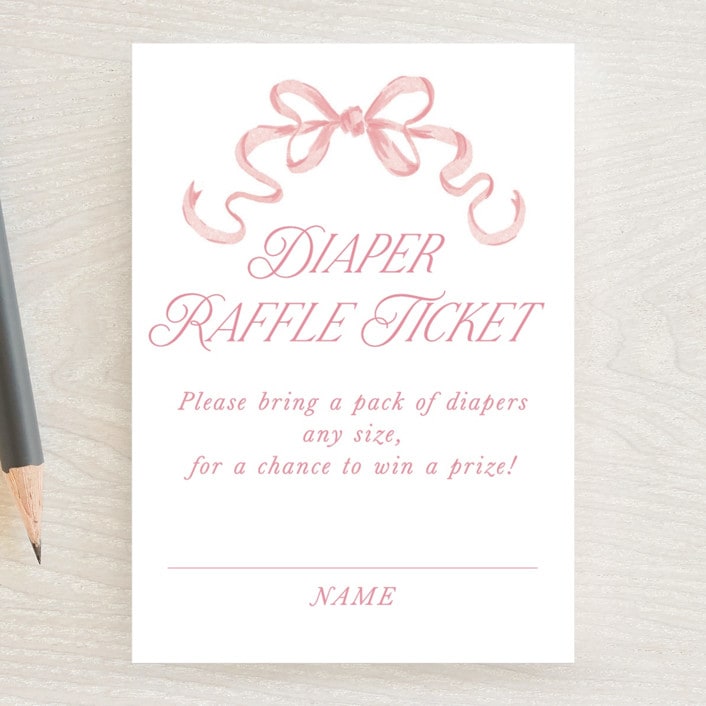 "Doodle Bow Frame" - Baby Shower Mini Insert Cards in Petal by Jackie Crawford - Front