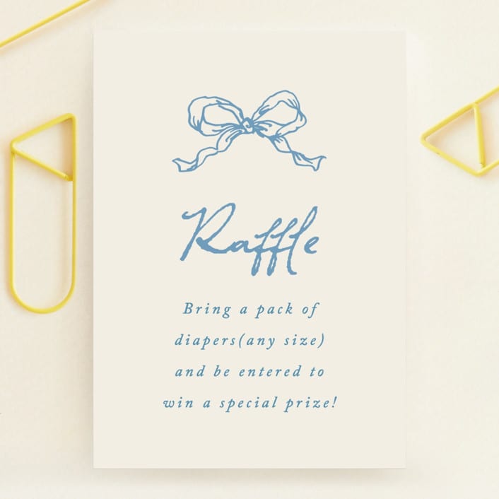 "ribbon bow drawing" - Baby Shower Mini Insert Cards in Dusty Blue by Cass Loh - Front