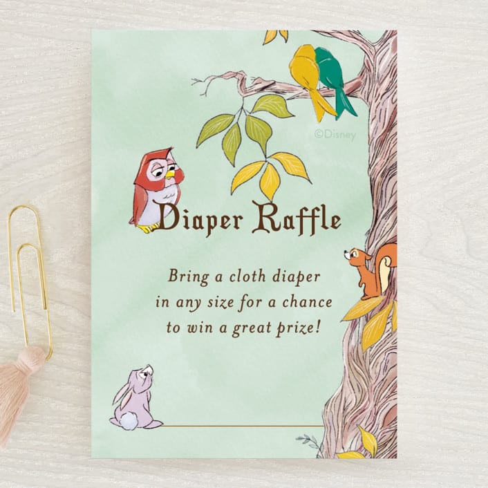 "Sleeping Beauty Storybook Forest" - Baby Shower Mini Insert Cards in Mint by Becky Nimoy - Front
