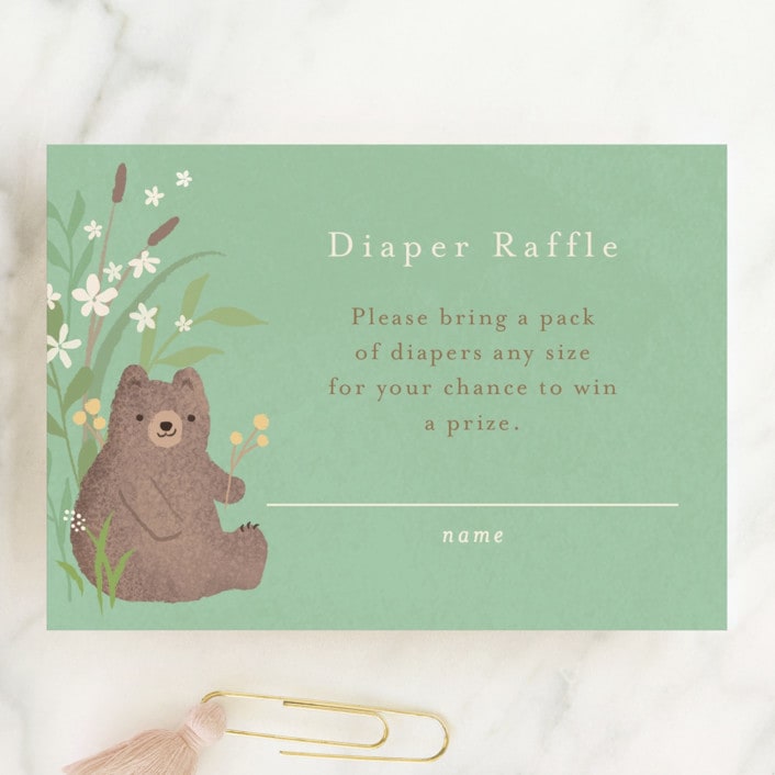 "Storybook" - Baby Shower Mini Insert Cards in Mint by Jennifer Wick - Front