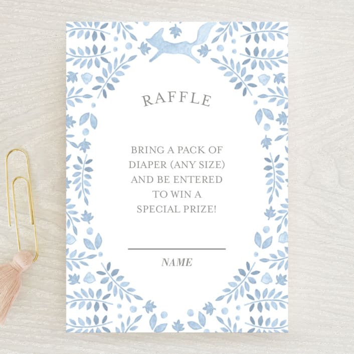 "Foxy Baby Shower" - Baby Shower Mini Insert Cards in Denim by Hallie Fischer - Front