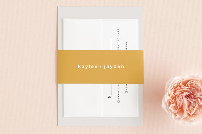 "The Happy Couple" - Belly Bands in Tangerine by R studio - Assembled with Invitation
