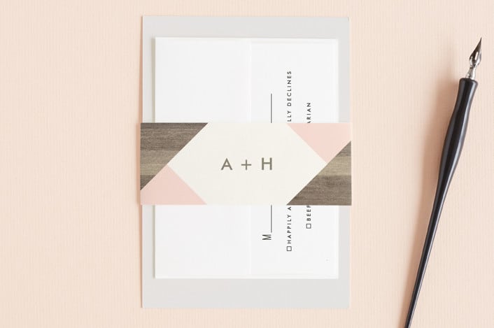 "Modern Barn Wood" - Belly Bands in Rose by Hanna M - Assembled with Invitation