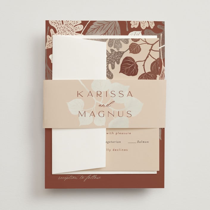 "Leaf Cascade" - Belly Bands in Latte by Alethea and Ruth - Assembled with Invitation