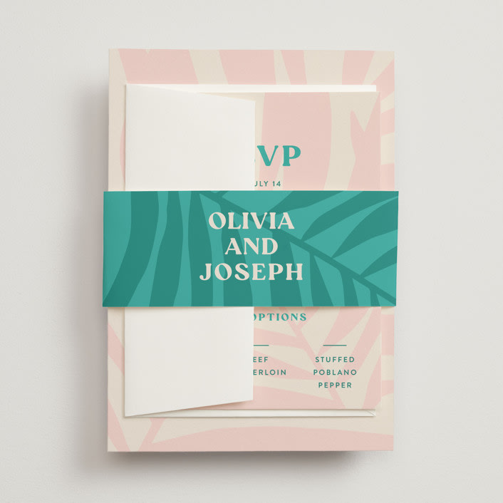 "The Palm" - Belly Bands in Flamingo by Pixel and Hank - Assembled with Invitation