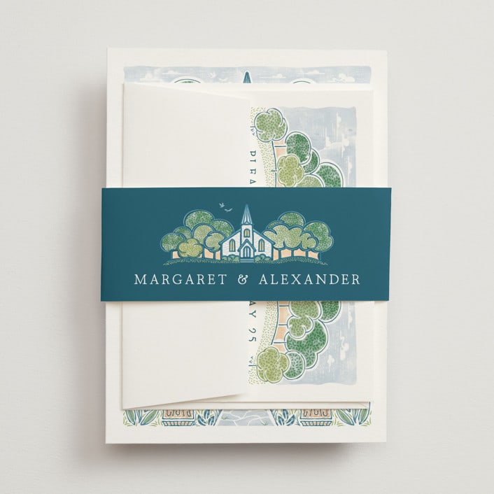 "Going to the Chapel" - Belly Bands in Meadow by Paper Sun Studio - Assembled with Invitation