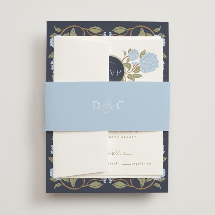 "Hydrangea Garden" - Belly Bands in Navy by Susan Zinader - Assembled with Invitation