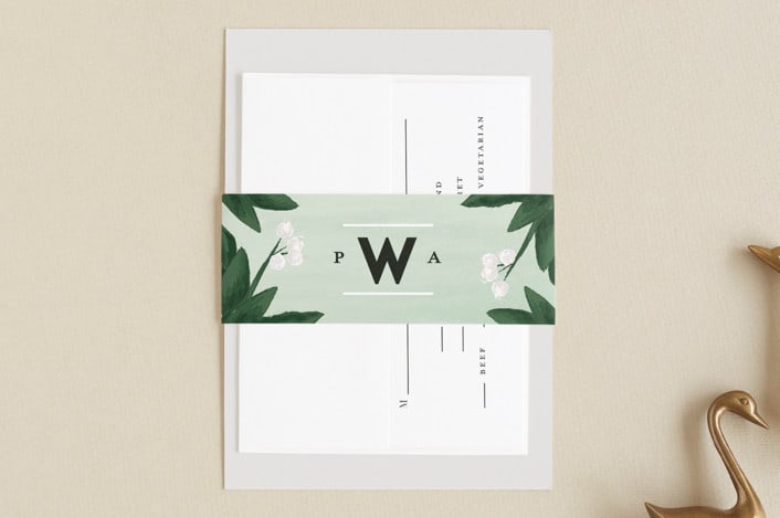 "Botanical Name Plate" - Belly Bands in Sage by Shiny Penny Studio - Assembled with Invitation