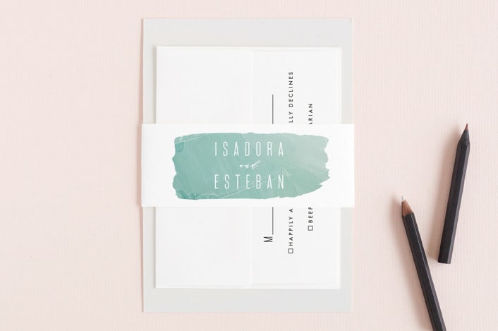 "Painted Sea" - Belly Bands in Seafoam by Hooray Creative - Assembled with Invitation