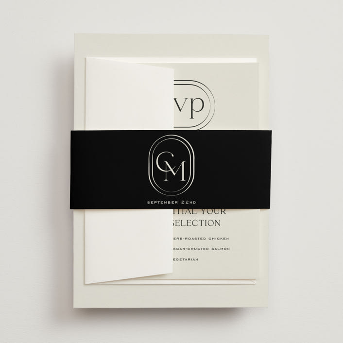 "Modern Monogram" - Belly Bands in Latte by Jackie Crawford - Assembled with Invitation