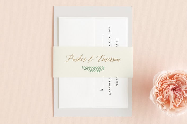"Painted Ferns" - Belly Bands in Cream by Amy Kross - Assembled with Invitation