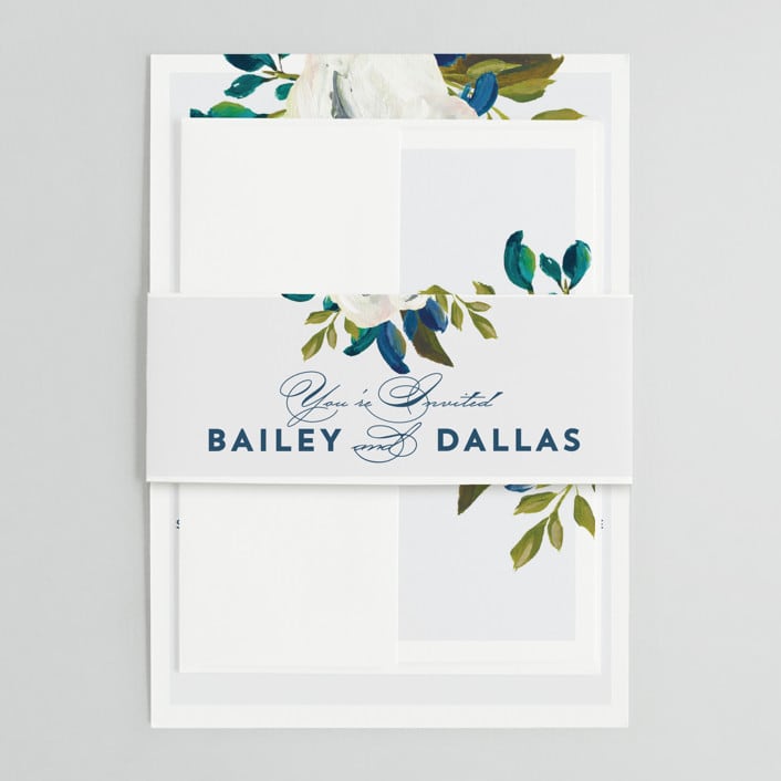 "Our Something Blue" - Belly Bands in Ocean by AK Graphics - Assembled with Invitation