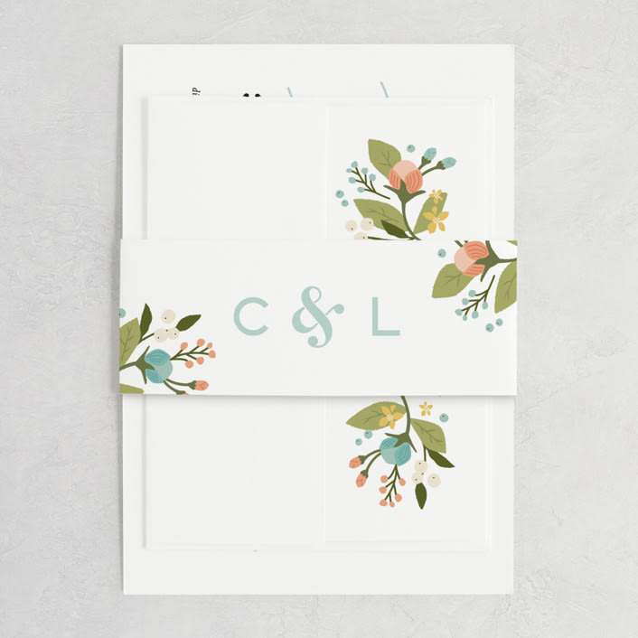"Floral Ampersand" - Belly Bands in Sea Breeze by Jennifer Wick - Assembled with Invitation