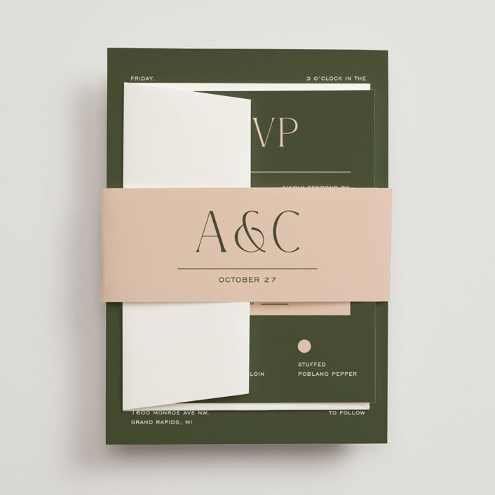 "Martini" - Belly Bands in Olive by Pixel and Hank - Assembled with Invitation