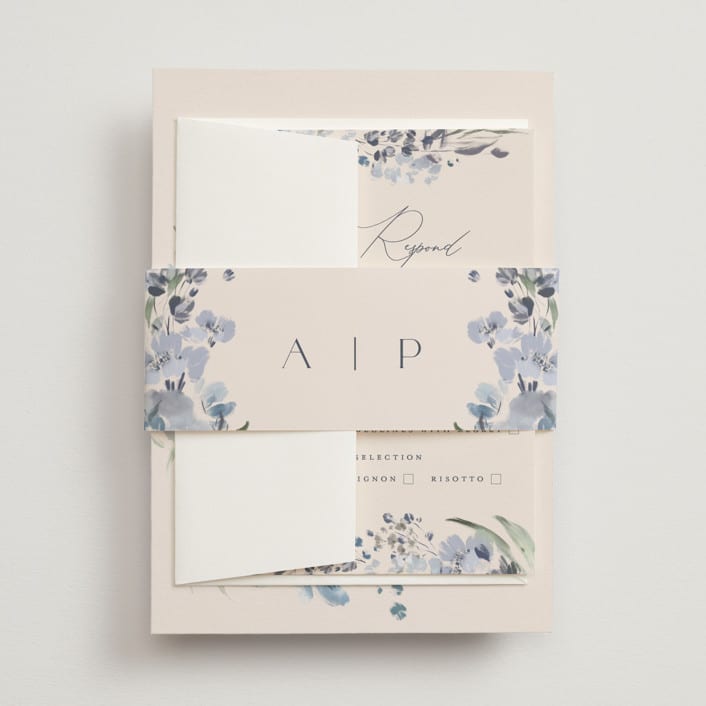 "Wildflower Wreath" - Belly Bands in Sky by Grace Kreinbrink - Assembled with Invitation
