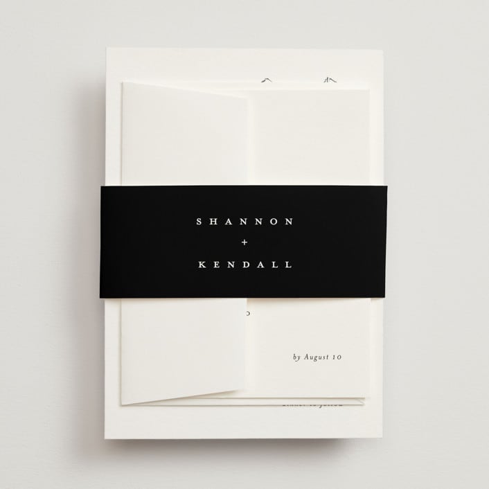 "Sketched Mountains" - Belly Bands in Snow by Mere Paper - Assembled with Invitation