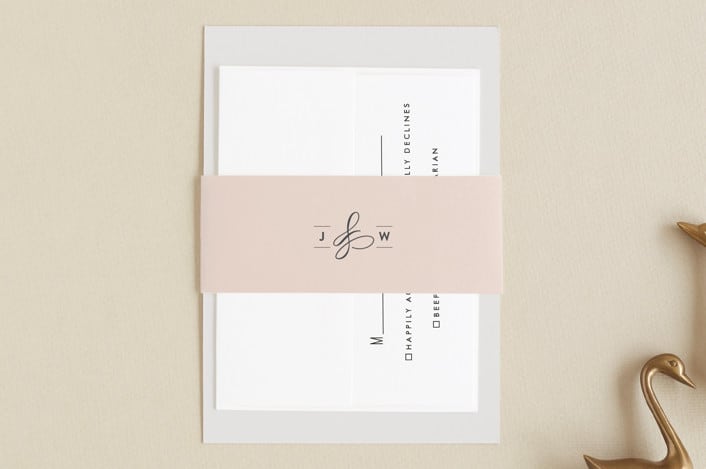 "Twirl Monogram A" - Belly Bands in Blush by Ariel Rutland - Assembled with Invitation