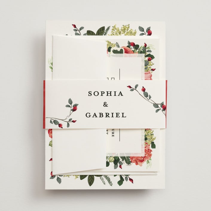 "Peonies Forever" - Belly Bands in Coral by Susan Moyal - Assembled with Invitation