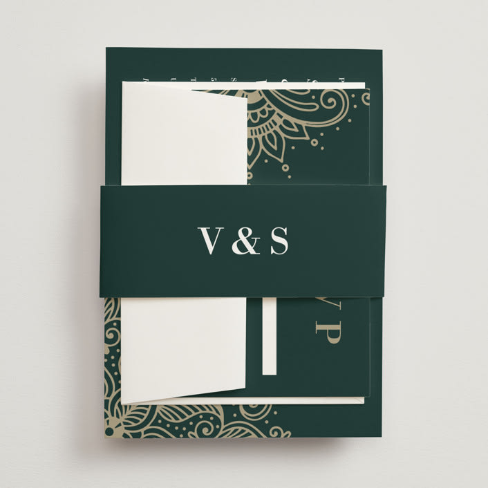 "Engraved Paisley" - Belly Bands in Cardamom by Oma N. Ramkhelawan - Assembled with Invitation