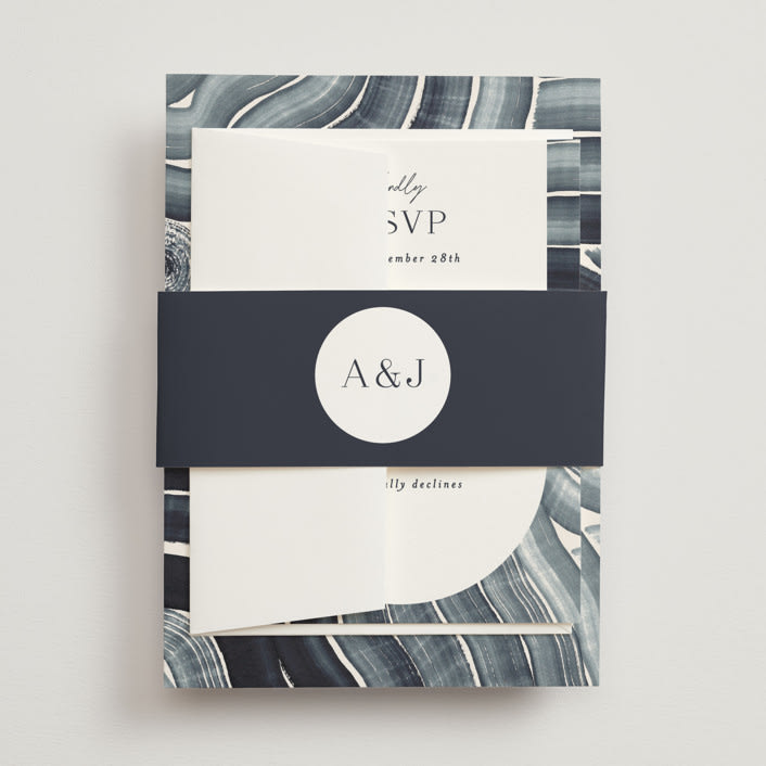"Painted Trails" - Belly Bands in Navy by Alethea and Ruth - Assembled with Invitation