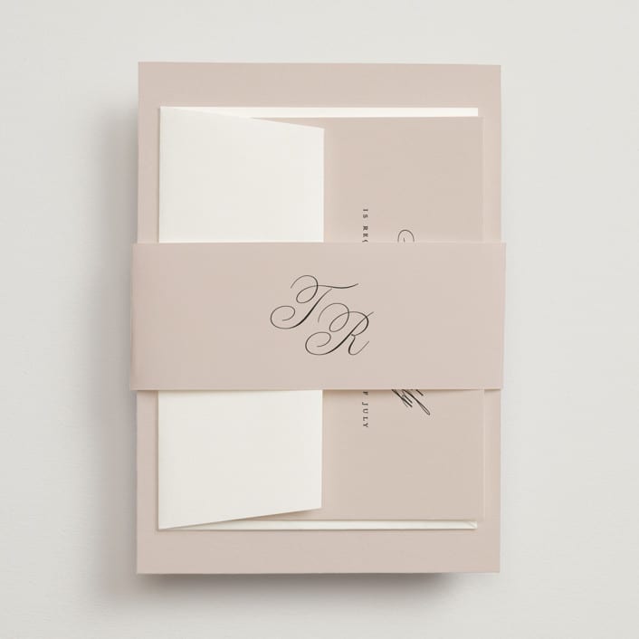 "Arch Monogram" - Belly Bands in Dusty Rose by Kelly Schmidt - Assembled with Invitation