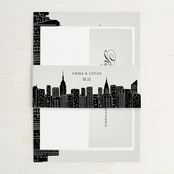 "Big City - New York City" - Belly Bands in Light Taupe by Hooray Creative - Assembled with Invitation