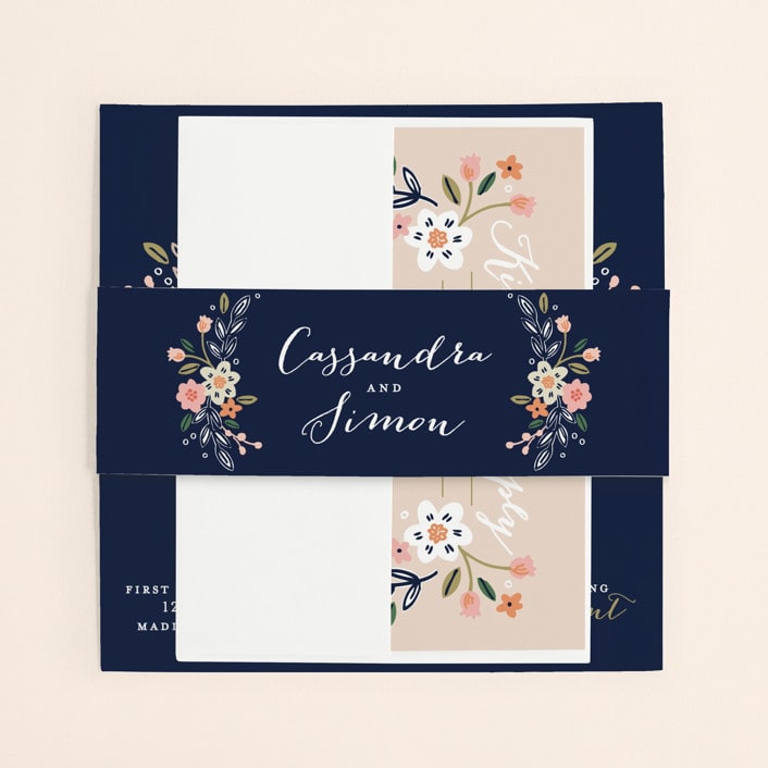 "Wildflower Crest" - Belly Bands in Navy by Alethea and Ruth - Assembled with Invitation