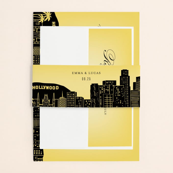 "Big City - Los Angeles" - Belly Bands in Lemondrop by Hooray Creative - Assembled with Invitation