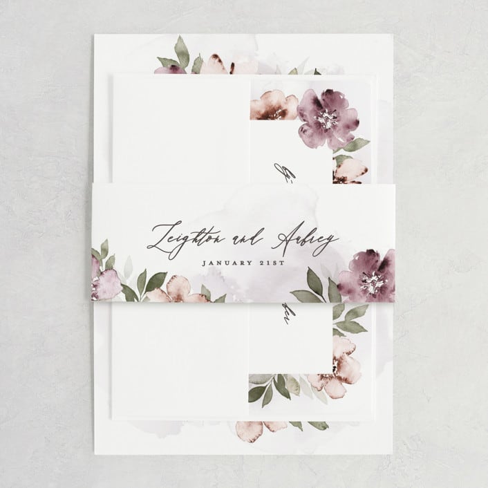 "Fancifully" - Belly Bands in Dust Mauve by Everett Paper Goods - Assembled with Invitation