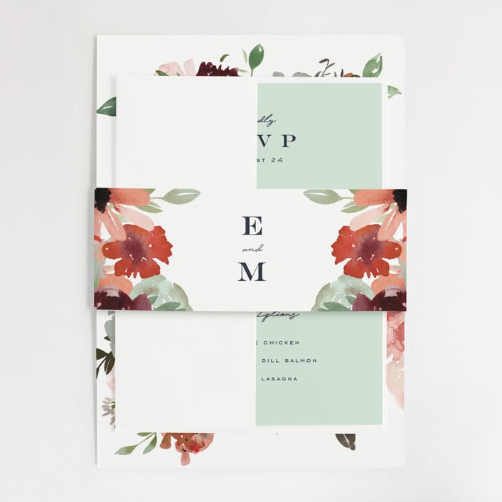 "Cascading Florals" - Belly Bands in Rouge by Leah Bisch - Assembled with Invitation