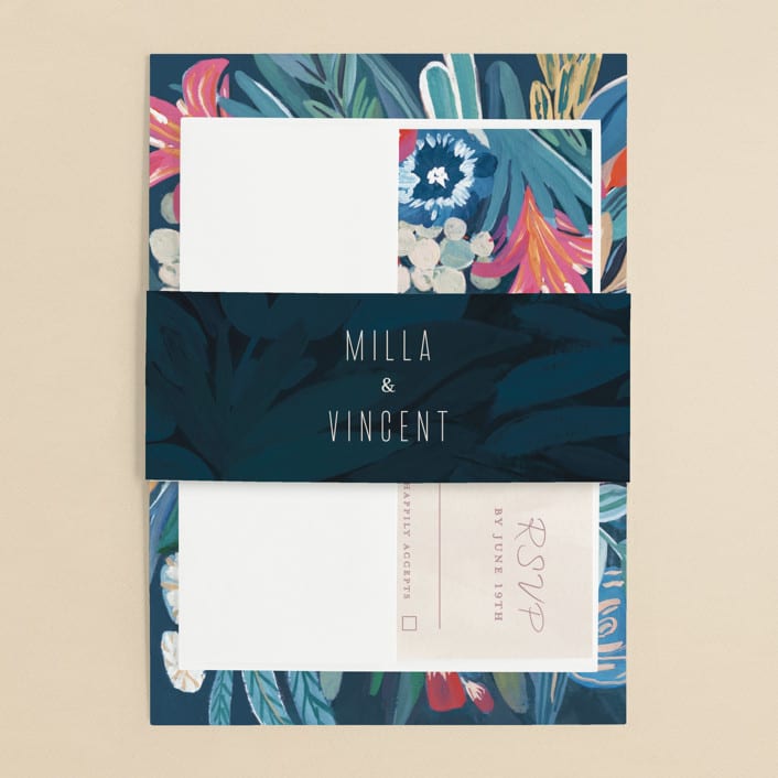 "Floral Burst" - Belly Bands in Ocean by Morgan Ramberg - Assembled with Invitation