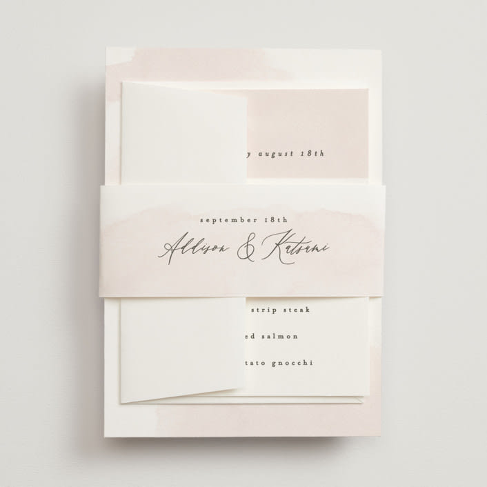 "Softly Layered" - Belly Bands in Blush by Everett Paper Goods - Assembled with Invitation