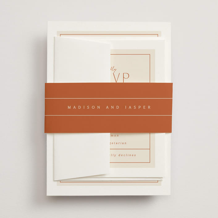 "Modern Ticket" - Belly Bands in Rust by Alethea and Ruth - Assembled with Invitation