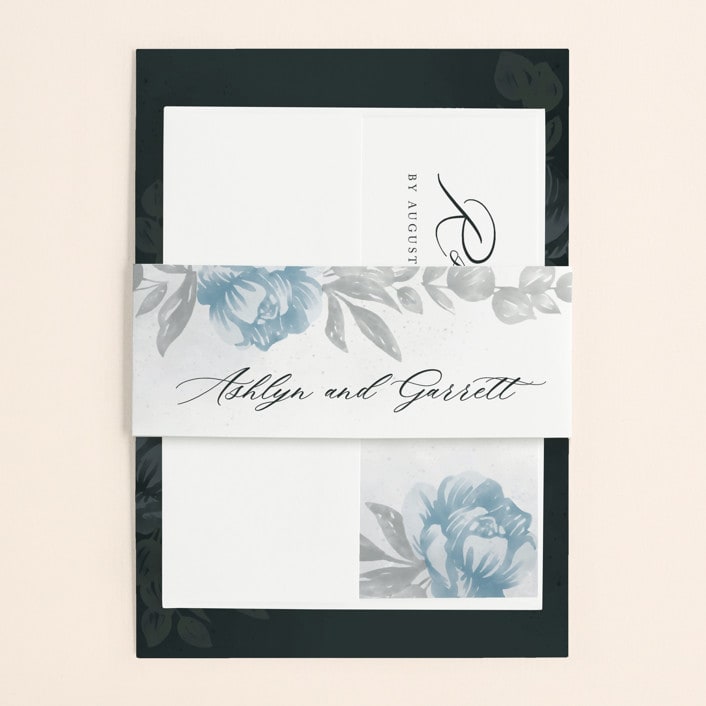"Peaceful Garden" - Belly Bands in Deep Sea by Jill Means - Assembled with Invitation