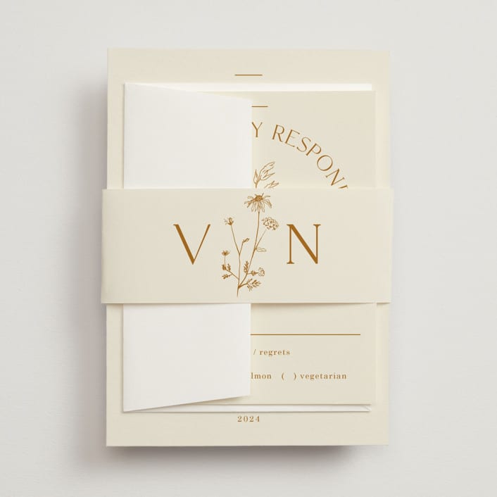 "Floral Type Arch" - Belly Bands in Cream by Baumbirdy - Assembled with Invitation
