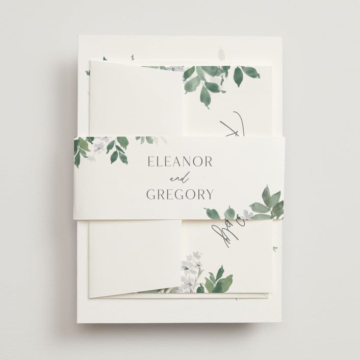 "Grove" - Belly Bands in Fern by Everett Paper Goods - Assembled with Invitation