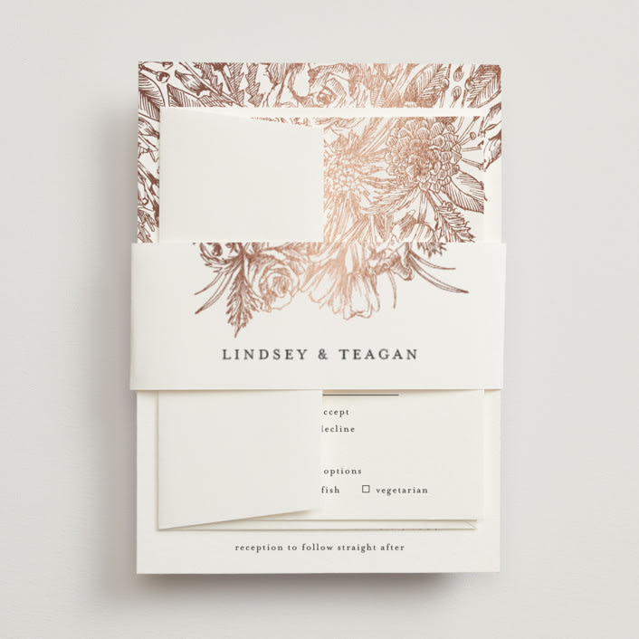 "Sketched Bouquet" - Belly Bands in Petal by Phrosné Barwood - Assembled with Invitation