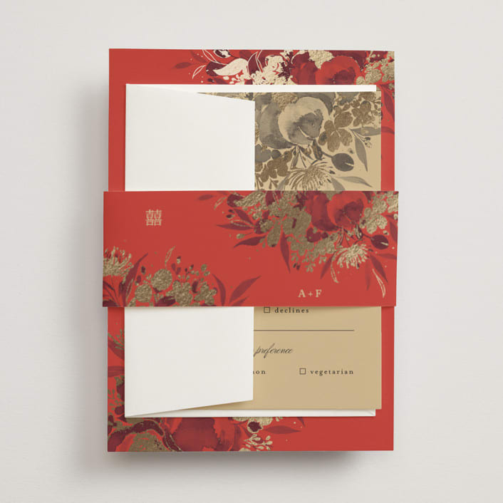 "Happiness" - Belly Bands in Cherry by Shannon Chen of Four Wet Feet Studio - Assembled with Invitation