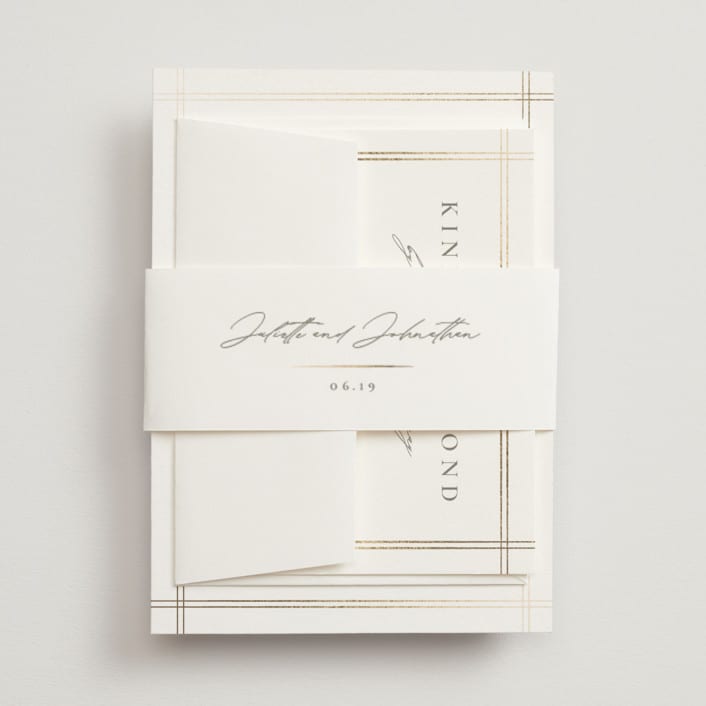 "Classic Line Frame" - Belly Bands in Silk by Wildfield Paper Co - Assembled with Invitation