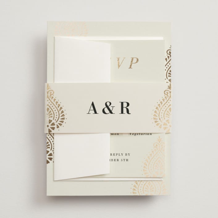 "Henna Stamp" - Belly Bands in Champagne by Oma N. Ramkhelawan - Assembled with Invitation