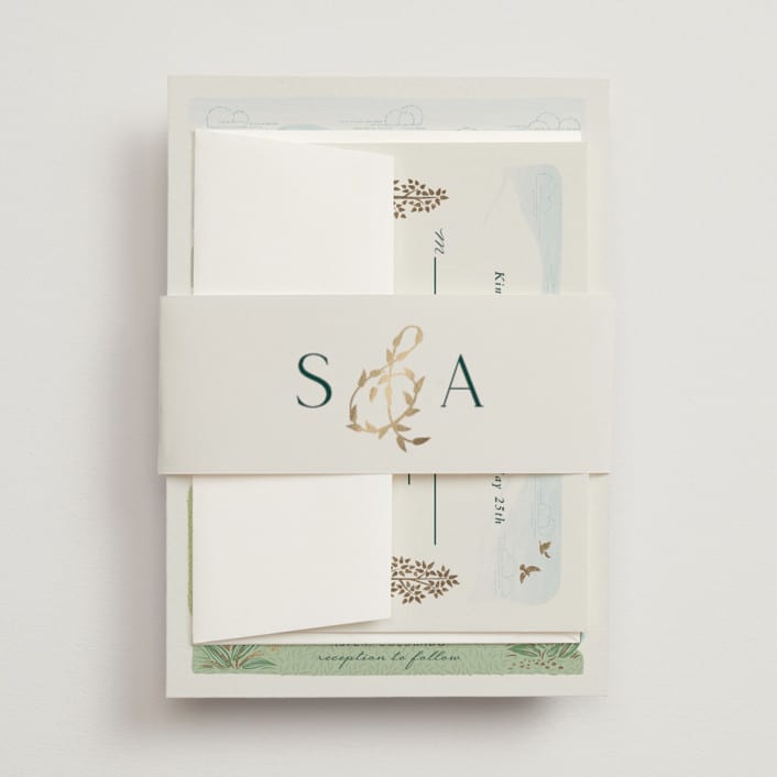 "Mountaintop" - Belly Bands in Evergreen by Paper Sun Studio - Assembled with Invitation