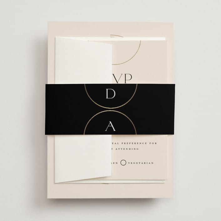 "Modernist Monogram" - Belly Bands in Latte by Christie Garcia - Assembled with Invitation