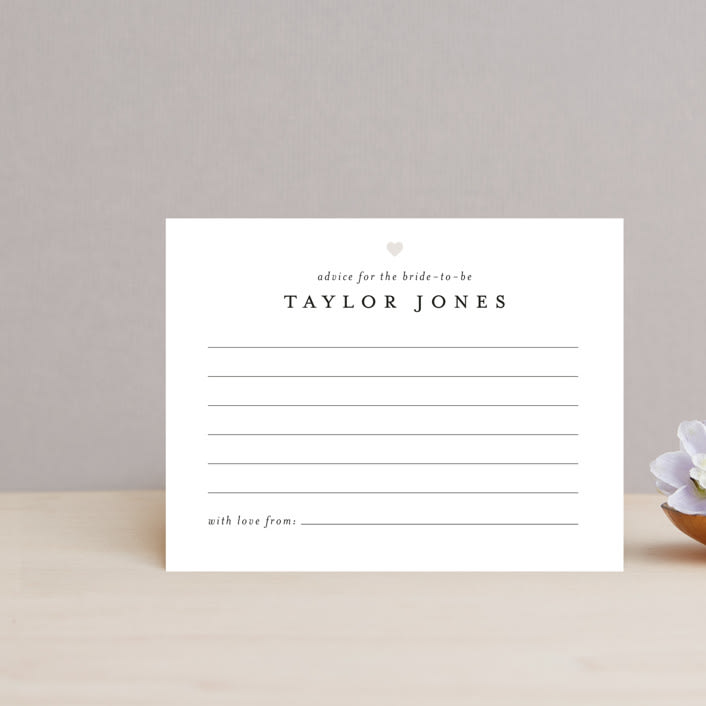 "Classic Advice" - Bridal Shower Insert Cards in Snow by Minted - Front