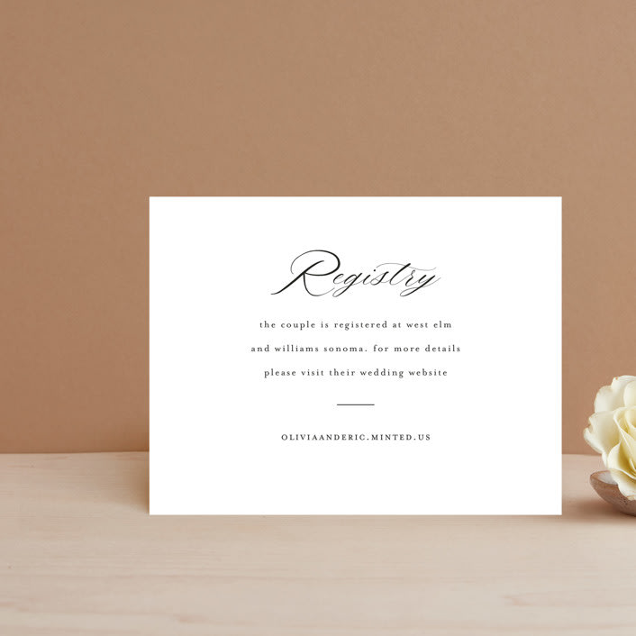 "Script Registry" - Bridal Shower Insert Cards in Snow by Minted - Front