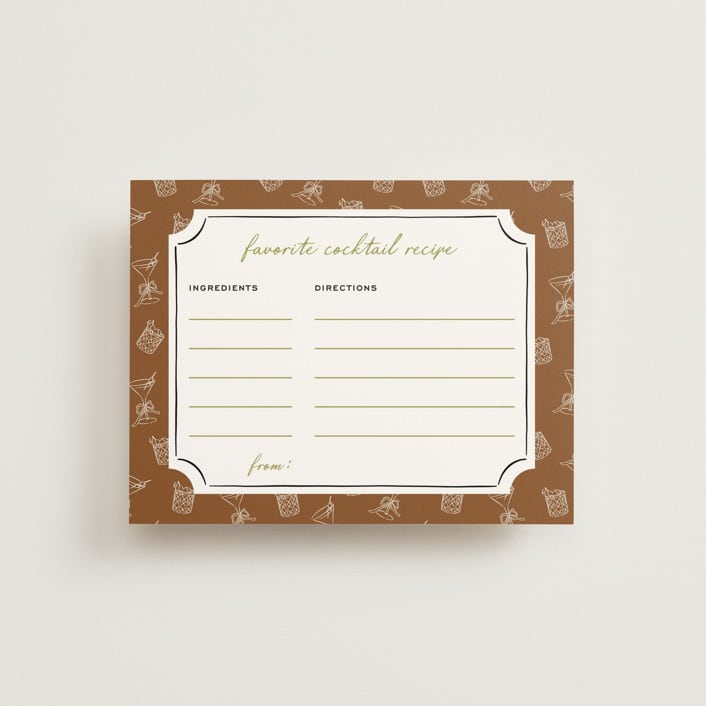 "Stock the Barware" - Bridal Shower Insert Cards in Olive by Erin German - Front