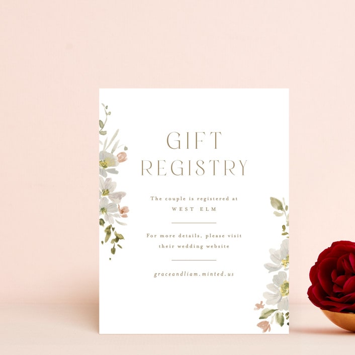 "Serene" - Bridal Shower Insert Cards in Champagne by Everett Paper Goods - Front