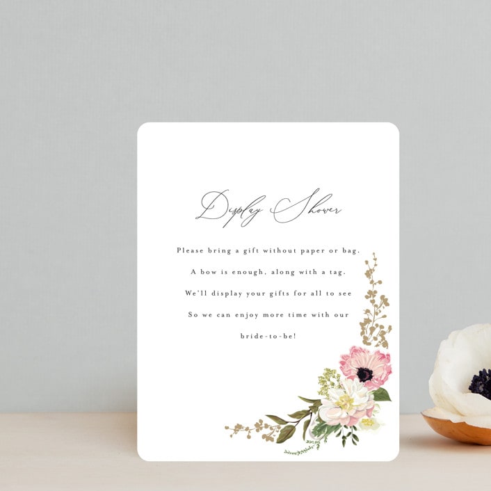 "Timeless Blooms" - Bridal Shower Insert Cards in Peony by Susan Moyal - Front