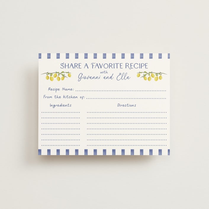 "Limoncello" - Bridal Shower Insert Cards in Capri by Tina Faselli - Front