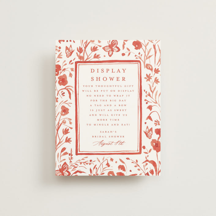 "Romantic Fields" - Bridal Shower Insert Cards in Scarlet by Teju Reval - Front